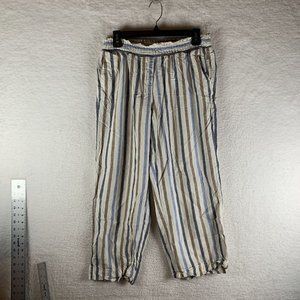 Land 'n Sea‎ Pants Women's Large Multicolor Striped Elastic Waist Beach 7912
